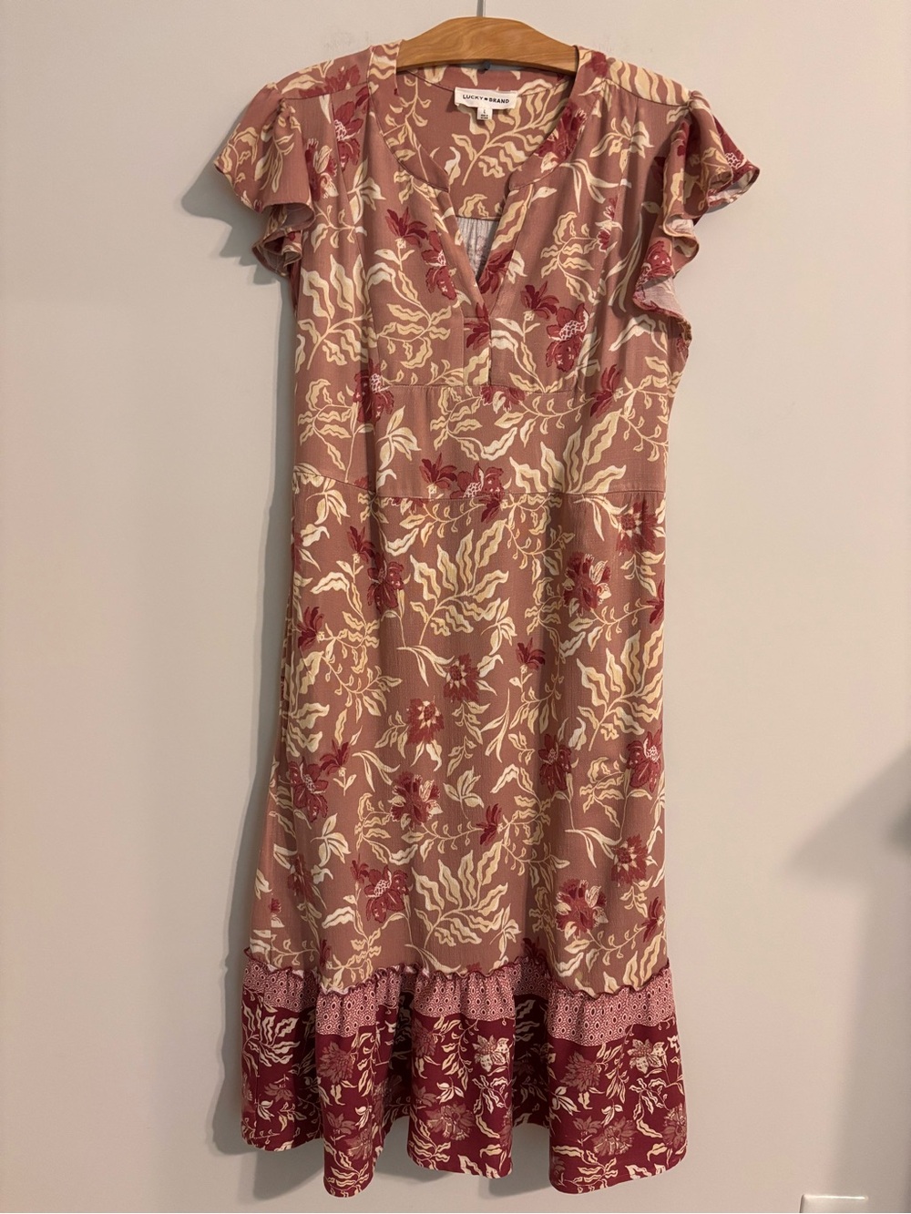 Lucky Brand Flutter sleeve Midi Floral Dress - Picture 2 of 13